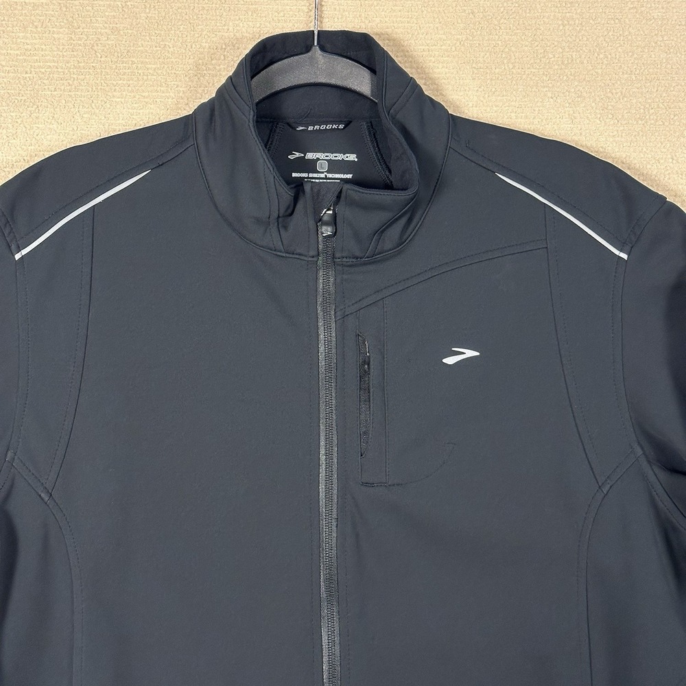 Brooks Shelter Technology Running Jacket Mens L Black Full Zip Reflective - Picture 2 of 16